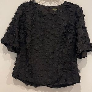 Women’s Black Floral Appliqué blouse